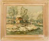 landscape by Wilmer Behler, oil on board, sold Jun 2024