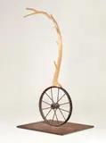 Wheel of Time by Kerryn Forster, 2007, poplar, wheel and steel, sold Sep 2025