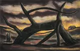 The strange tee by Peter Booth, 1983, pastel on paper, sold Dec 2025