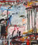 Interforce 3 by Ann Thomson, 1993 – 94, oil on board, sold Dec 2025