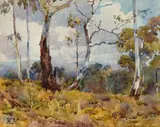 Landscape by Hans Heysen, watercolour on paper, sold Dec 2025