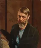 Self-portrait by Max Meldrum, 1932, oil on canvas on board, sold Dec 2025
