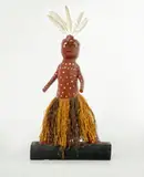 Putch boy by Duncan Korkatain, 2007, natural earth pigments and charcoal with synthetic binder on milkwood and pandanus fibre with natural dyes, offered Dec 2025