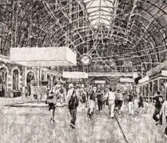 Commuters at Central by Nicholas Harding, 2005, ink on paper, sold May 2026