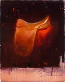 The red saddle by Tim Storrier, synthetic polymer paint on board, sold May 2026