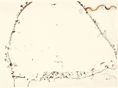 Cooper flowing into Lake Eyre by John Olsen, 1975, gouache on paper, sold May 2026