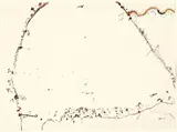 Cooper flowing into Lake Eyre by John Olsen, 1975, gouache on paper, sold May 2026