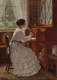 The letter by Edmund Blair Leighton, 1921, oil on canvas, sold May 2026