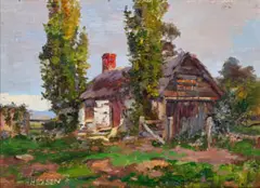 Cottage, Hahndorf by Hans Heysen, c.1890, oil on canvas board, sold May 2026