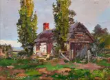 Cottage, Hahndorf by Hans Heysen, c.1890, oil on canvas board, sold May 2026