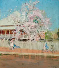 Bauhinia in bloom, Brisbane by Vida Lahey, 1929, oil on canvas on composition board, sold Apr 2026