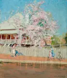 Bauhinia in bloom, Brisbane by Vida Lahey, 1929, oil on canvas on composition board, sold Apr 2026