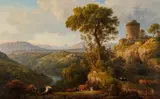 Classical landscape with tower by John Glover, c.1820, oil on canvas, sold Apr 2026