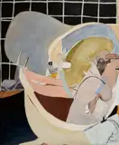 Woman in a bath 5 by Brett Whiteley, 1963 – 64, oil, tempera and collage on board, sold Apr 2026