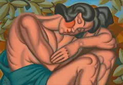 Sleeper by Weaver Hawkins, 1943, oil on composition board, sold Apr 2026