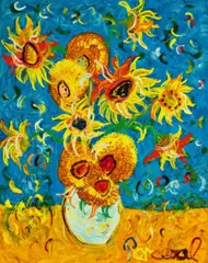 Sunflowers by John Perceval, 2000, oil on canvas, sold Apr 2026