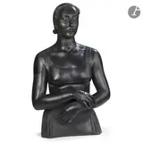 Mme X. dit aussi Buste de Mme X. dit parfois Buste de jeune fille, modèle créé vers [1930-1932] by Léon-Ernest Drivier, 1932, Épreuve en bronze à patine noire, sold Oct 2025