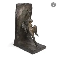 La Femme aux anneaux by André Barelier, 1994, Épreuve en bronze à patine brun nuancé, sold Oct 2025