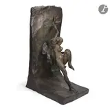 La Femme aux anneaux by André Barelier, 1994, Épreuve en bronze à patine brun nuancé, sold Oct 2025