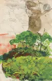 Chevaux et paysage, vers 1955-60 by Sam Szafran, Gouache et crayon sur papier, sold Oct 2025