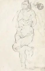 Nu féminin by Sam Szafran, 1963, Crayon sur papier, sold Oct 2025