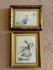Élégant en costume du XVIIIe siècle implorant l'Amour ; Élégante au pantin by Pierre Comba, Aquarelle et crayon, sold Jun 2024