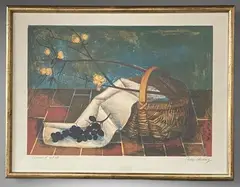 Nature morte à la corbeille by Pierre-Henry, Lithographie, épreuve d'artiste, sold Jun 2024