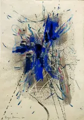 Composition bleue by Roger Barr, Encre et aquarelle, sold Sep 2023