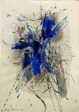 Composition bleue by Roger Barr, Encre et aquarelle, sold Sep 2023