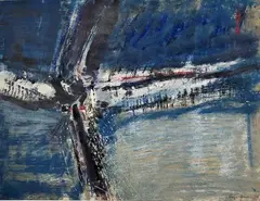 Composition by Roger Barr, Gouache sur papier, sold Sep 2023