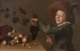 Jeune garçon à la grappe de raisins by Hendrik Noorderwiel, 1649, Toile, sold Mar 2025