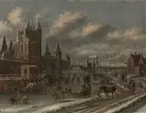 Patineurs et chariots sur un canal gelé by Thomas Heeremans, Toile, sold Mar 2025