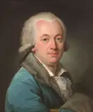Portrait d'homme au manchon by Nicolas Benjamin Delapierre, 1783, Toile d'origine, sold Mar 2025