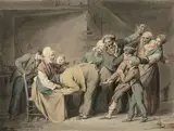 Le jeu de la main chaude by Louis-Léopold Boilly, Aquarelle sur traits de crayon noir, sold Mar 2025