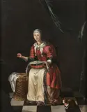 La brodeuse by Alexis Leyerdorp, Panneau de chêne, une planche, non parqueté, sold Mar 2025