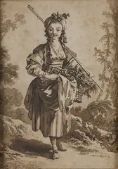 Bergère by Jean-Baptiste Le Prince, Aquatinte signée en bas à gauche, sold Mar 2025