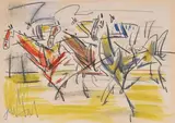 Course de chevaux by Gen Paul, Pastel et fusain, sold Jun 2025