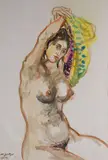 Jeune femme se dénudant by Walter Spitzer, 1972, Aquarelle et gouache, sold Jun 2025