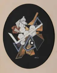 Le cinquième angle, mars 1969 by Alain Le Yaouanc, Collage de papiers découpés sur fond noir, sold Jun 2025