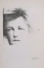 Rimbaud by Ernest Pignon-Ernest, Lithographie en noir, sold Jun 2025