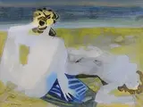 Deux baigneuses sur la plage by Camille Hilaire, Aquarelle et encre (plume et lavis), sold Jun 2025