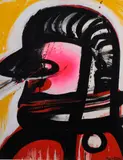 Tête de profil by John Christoforou, Technique mixte, gouache et encre sur papier, sold Jun 2025