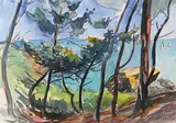 Port puce by Franck Sordot, Aquarelle, sold Apr 2024