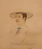 Portrait d'homme au chapeau chinois by Madeleine Lemaire, Aquarelle, sold Apr 2024