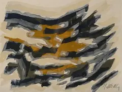 Composition en brun et noir by Raoul Ubac, Gouache aquarellée, sold Apr 2024