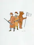 Drapeau blanc by Marcel Dzama, Aquarelle et encre, sold Feb 2025