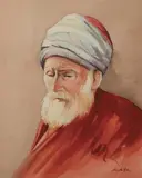 Portrait d'homme barbu au turban by Victor Sarfati, Aquarelle sur traits de crayon, sold Nov 2024