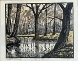Au bord de l'eau by Paul-Émile Pissarro, Gravure sur bois rehaussée d'aquarelle, sold Nov 2024