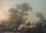 Paysage boisé animé de personnages et animaux by Jean-Baptiste Pillement, Toile, sold Dec 2019