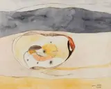 Composition by Jean Émile Van Gindertael, 1972, Gouache et crayon sur papier, sold Dec 2019